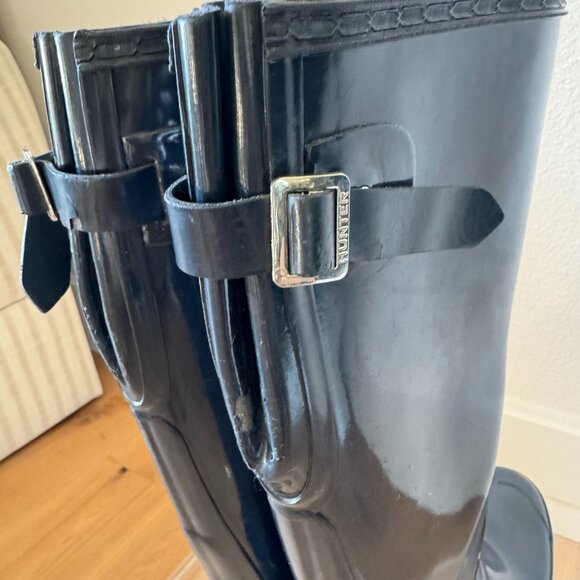 Hunter Original Tall Glossy Rain Boots Navy Blue Size 37 (6 US) - Picture 13 of 15